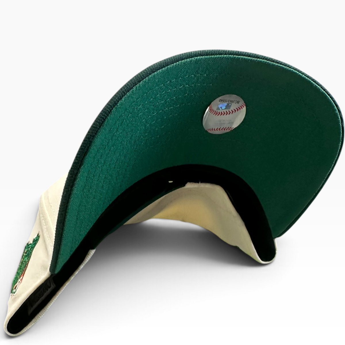 New York Yankees Cream & Dark Green New Era 9FORTY A-Frame adjustable hat - front view