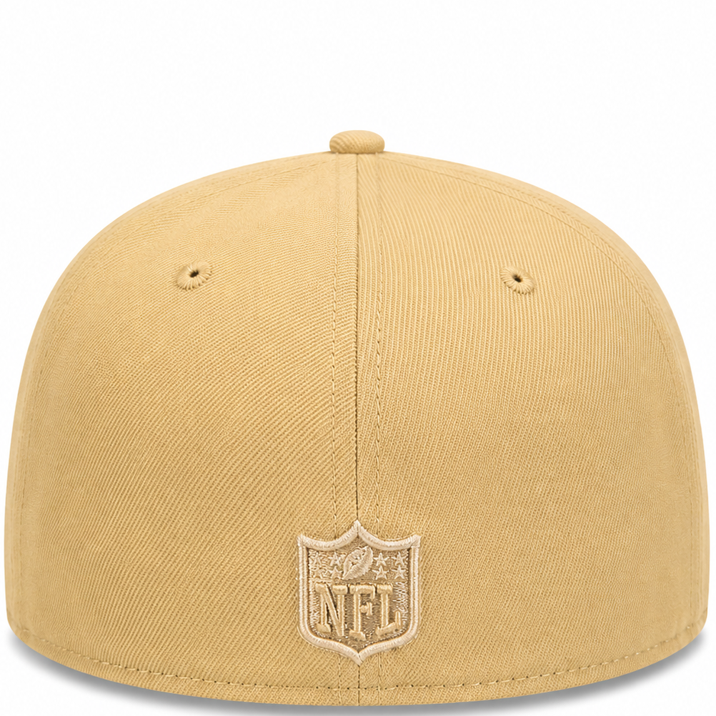 Las Vegas Raiders tan New Era 59FIFTY fitted hat - front view