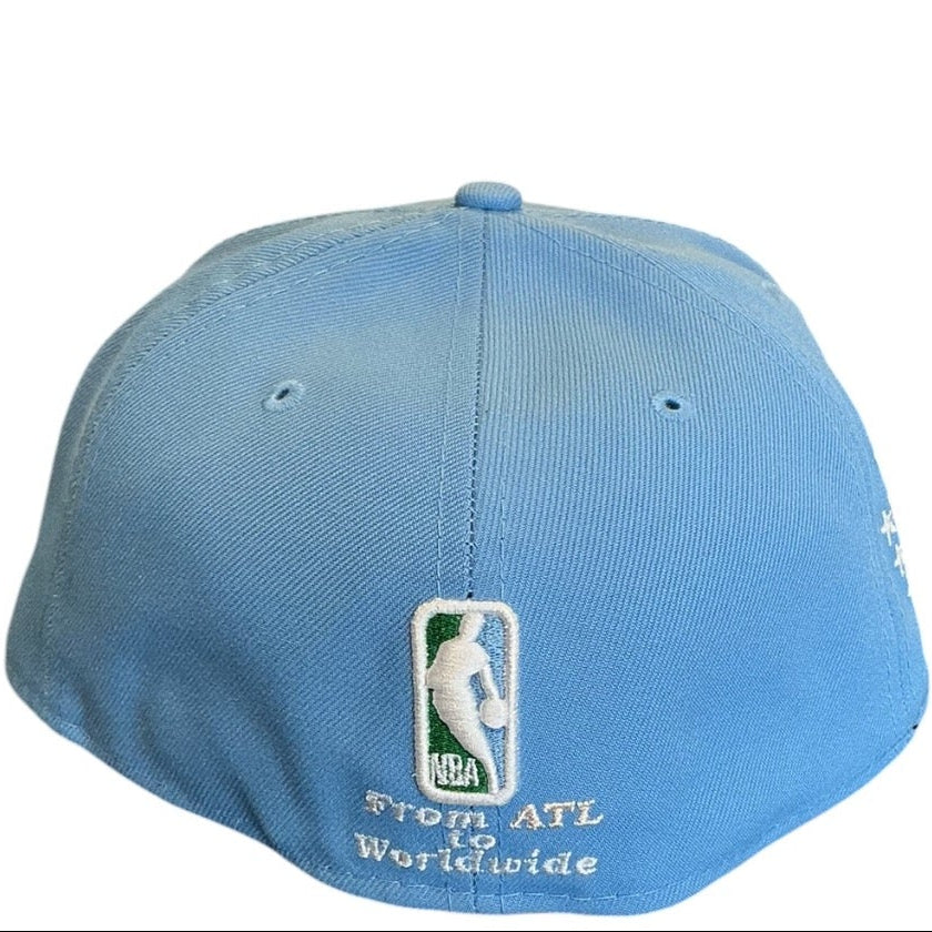 Atlanta Hawks light blue Repreve New Era 59FIFTY fitted hat - undervisor detail