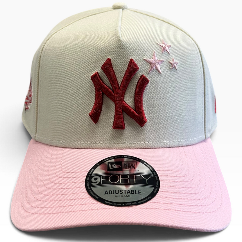 New York Yankees cream and pink New Era 9FORTY A-Frame snapback hat - side view