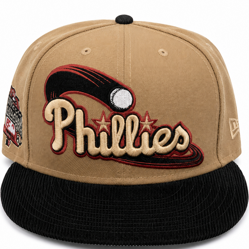 Philadelphia Phillies tan and black All-Star Game New Era 59FIFTY fitted hat - back view