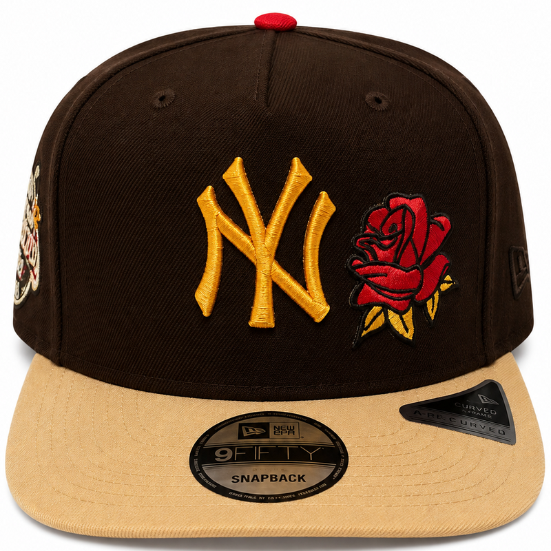 New York Yankees brown/tan/red New Era 9FIFTY A-Frame snapback hat - back view