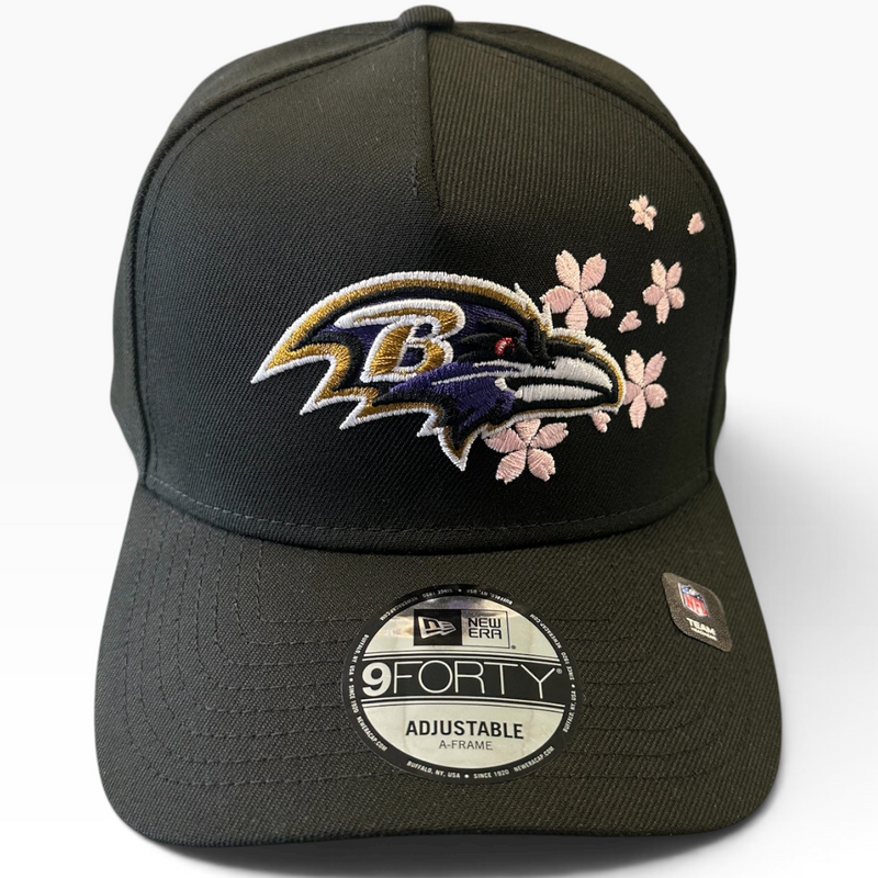 Baltimore Ravens Black New Era 9FORTY A-Frame adjustable hat - side view