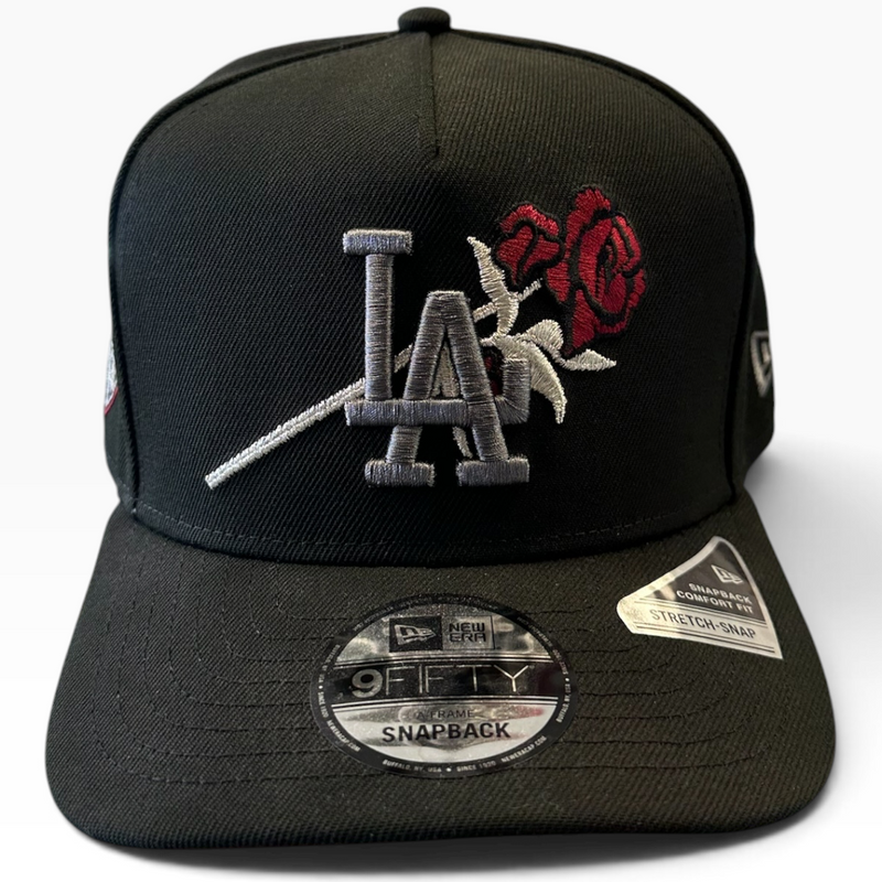 LA Rose Black New Era 9FIFTY A-Frame snapback hat - side view
