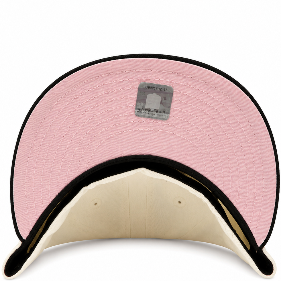 New Orleans Saints cream and black New Era 59FIFTY fitted hat - detail view