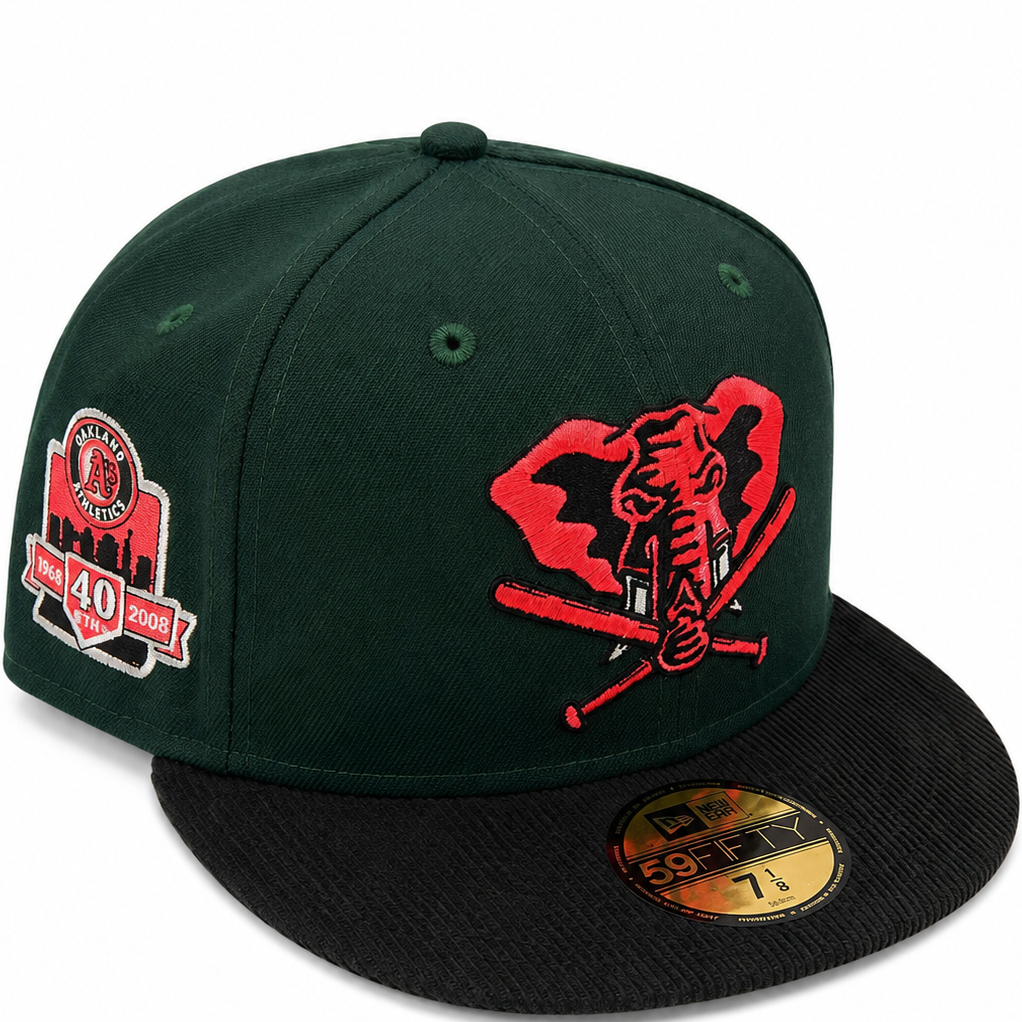 Oakland Athletics Dark Green New Era 59FIFTY fitted hat - side view