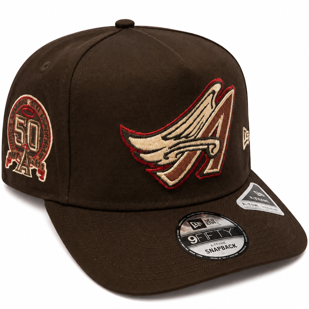 Los Angeles Angels brown New Era 9FIFTY A-Frame snapback hat - front view