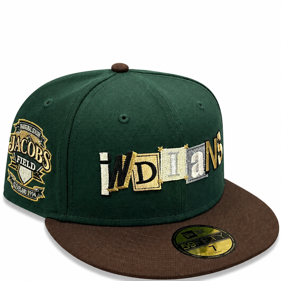 Cleveland Indians forest green/brown New Era 59FIFTY fitted hat - front view