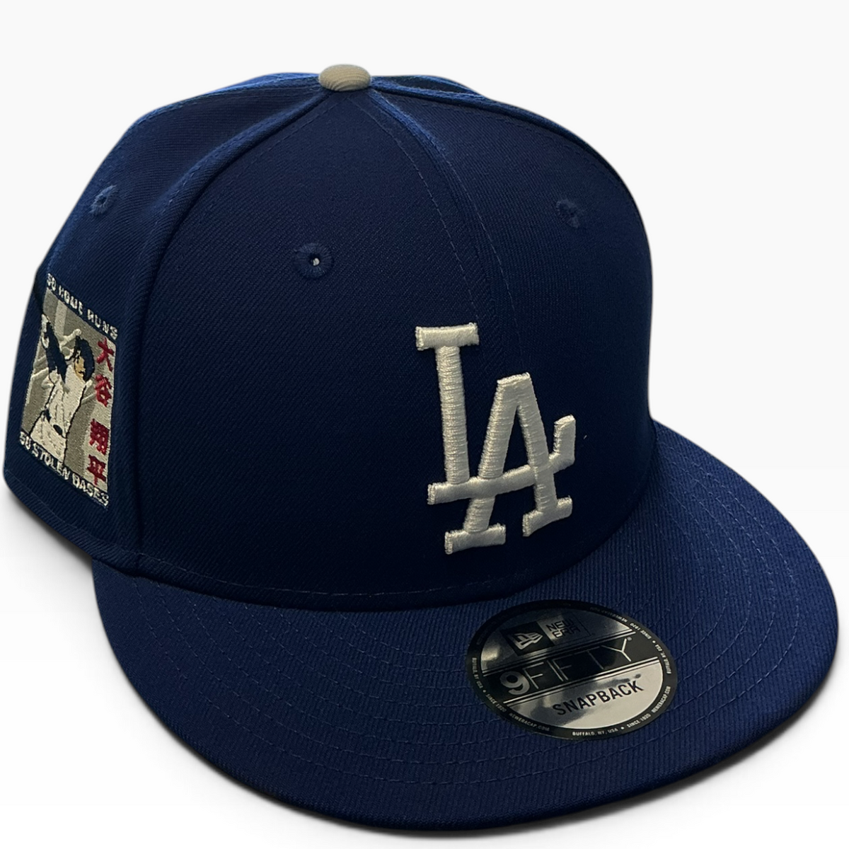 Dodgers Korean Heritage snapback with Korean lettering side patch - side view