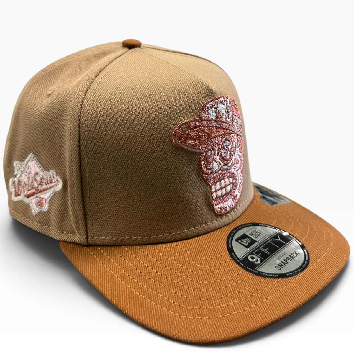 Sugar Skull Brown & Pink New Era 9FIFTY A-Frame snapback hat - front view