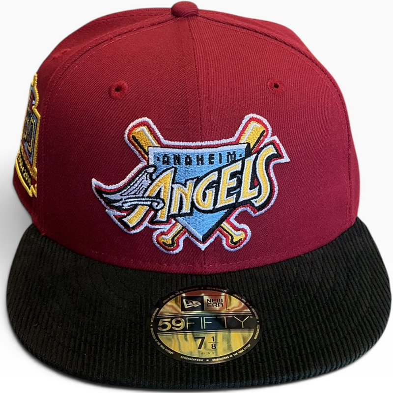 Anaheim Angels maroon and black 50th Anniversary New Era 59FIFTY fitted hat - side view