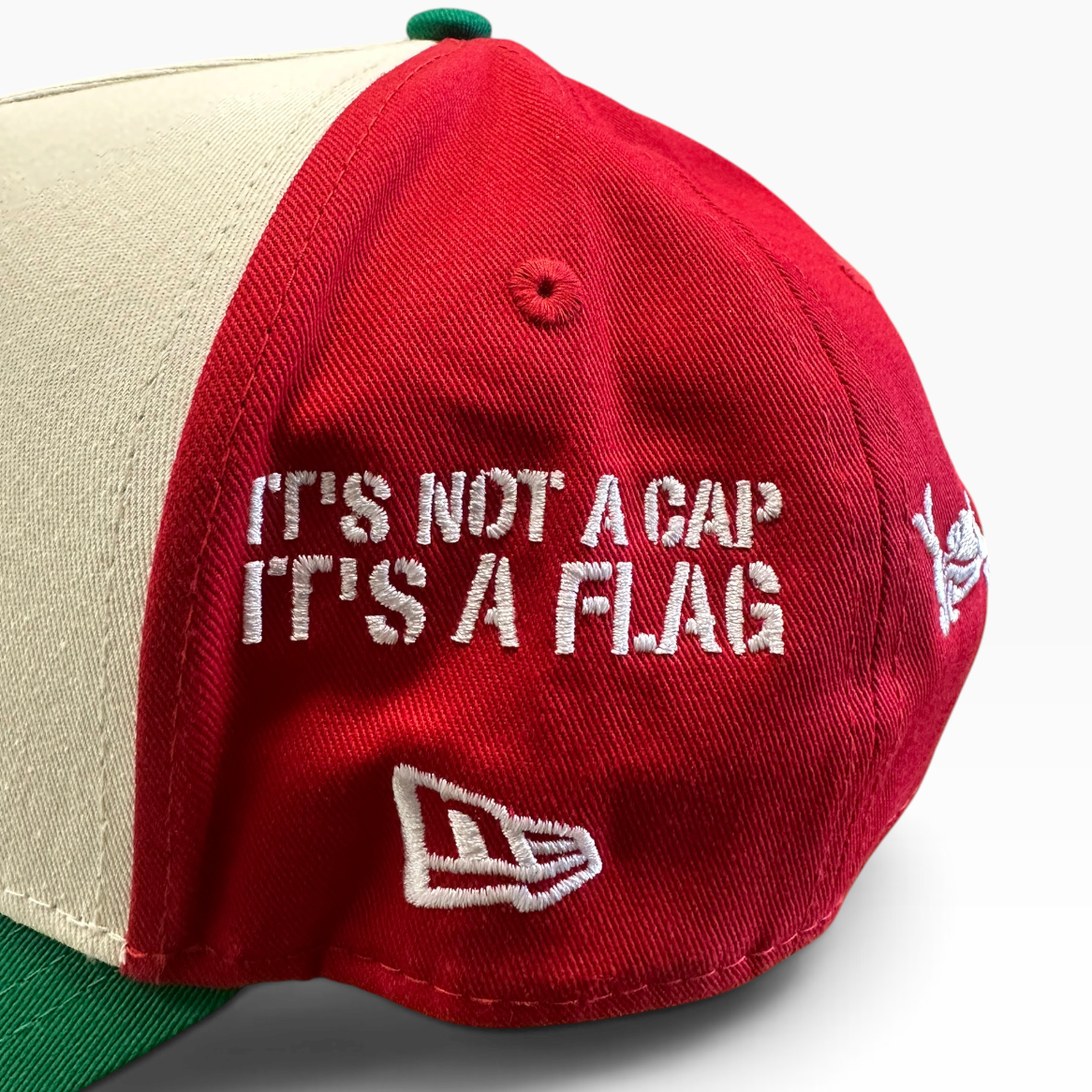 Mexico cream green and red New Era 9FORTY A-Frame adjustable hat - detail view