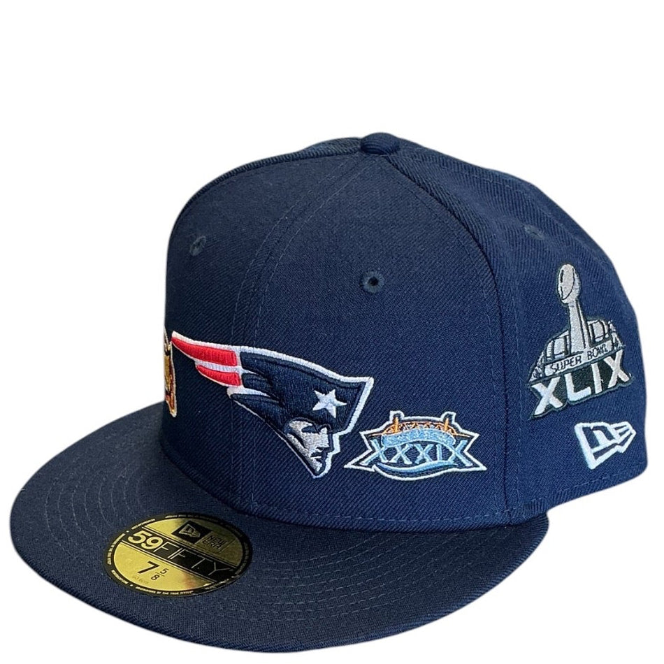 New England Patriots Navy Super Bowl Champions New Era 59FIFTY fitted hat - side view