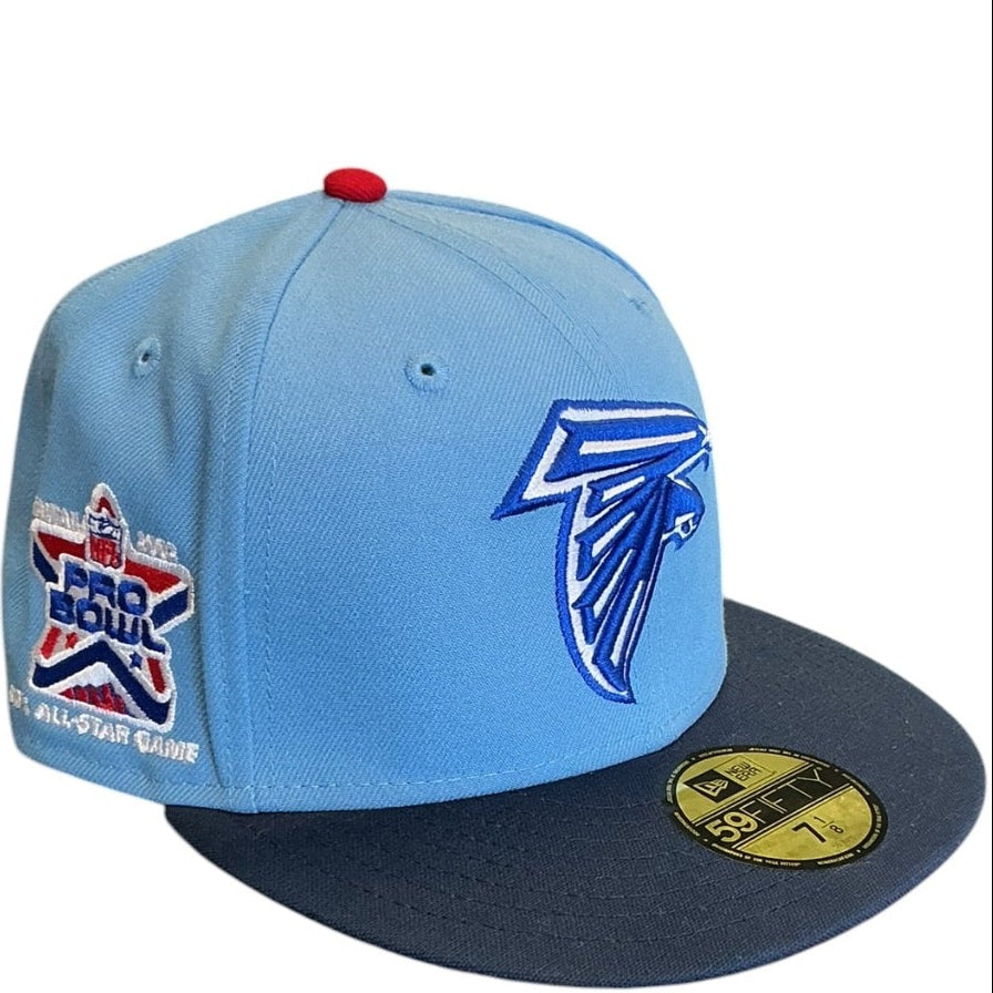 Atlanta Falcons Light Blue & Navy Pro Bowl New Era 59FIFTY fitted hat - back view