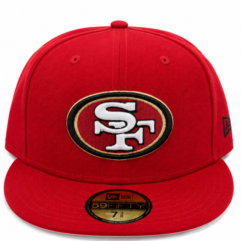 San Francisco 49ers red New Era 59FIFTY fitted hat - side view