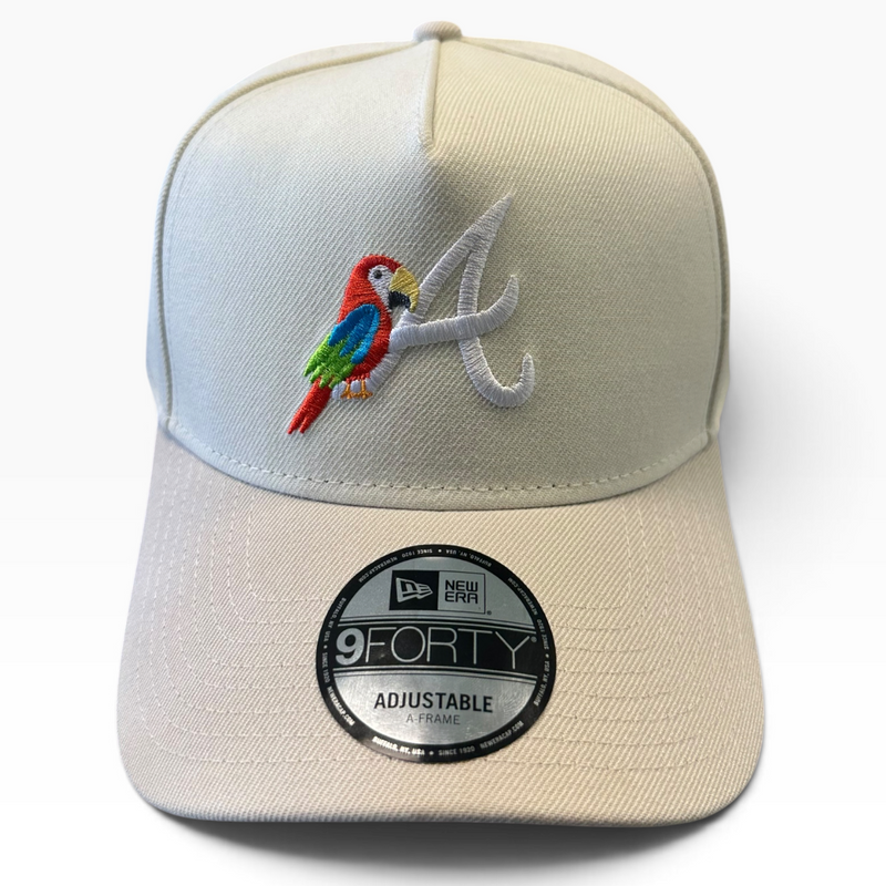 Atlanta Braves parrot cream New Era 9FORTY A-Frame adjustable hat - side view