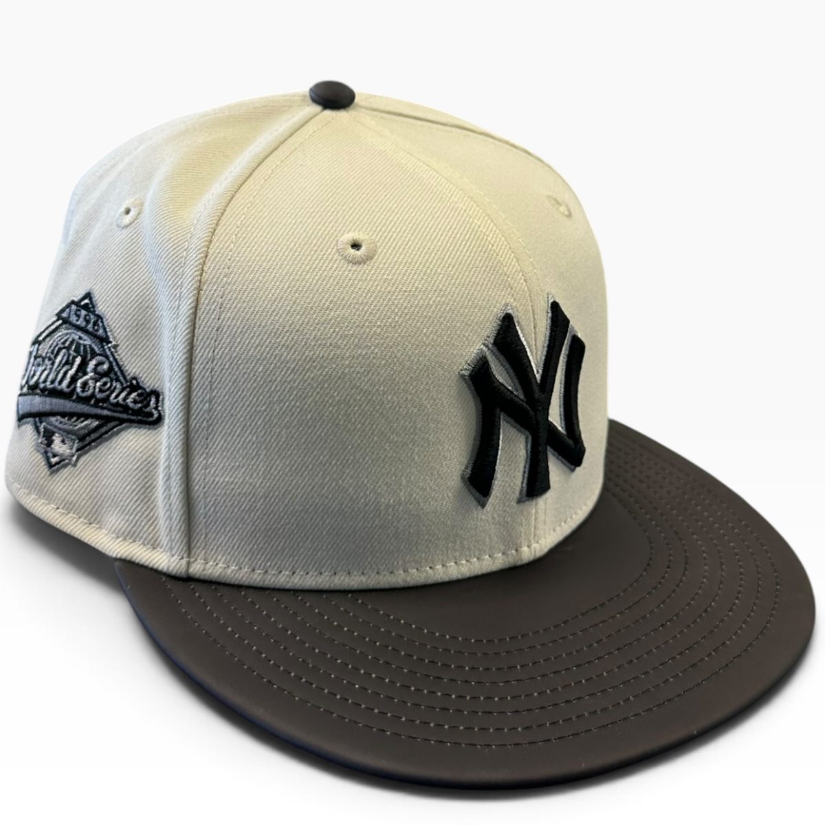 New York Yankees cream and dark brown World Series New Era snapback hat - side view
