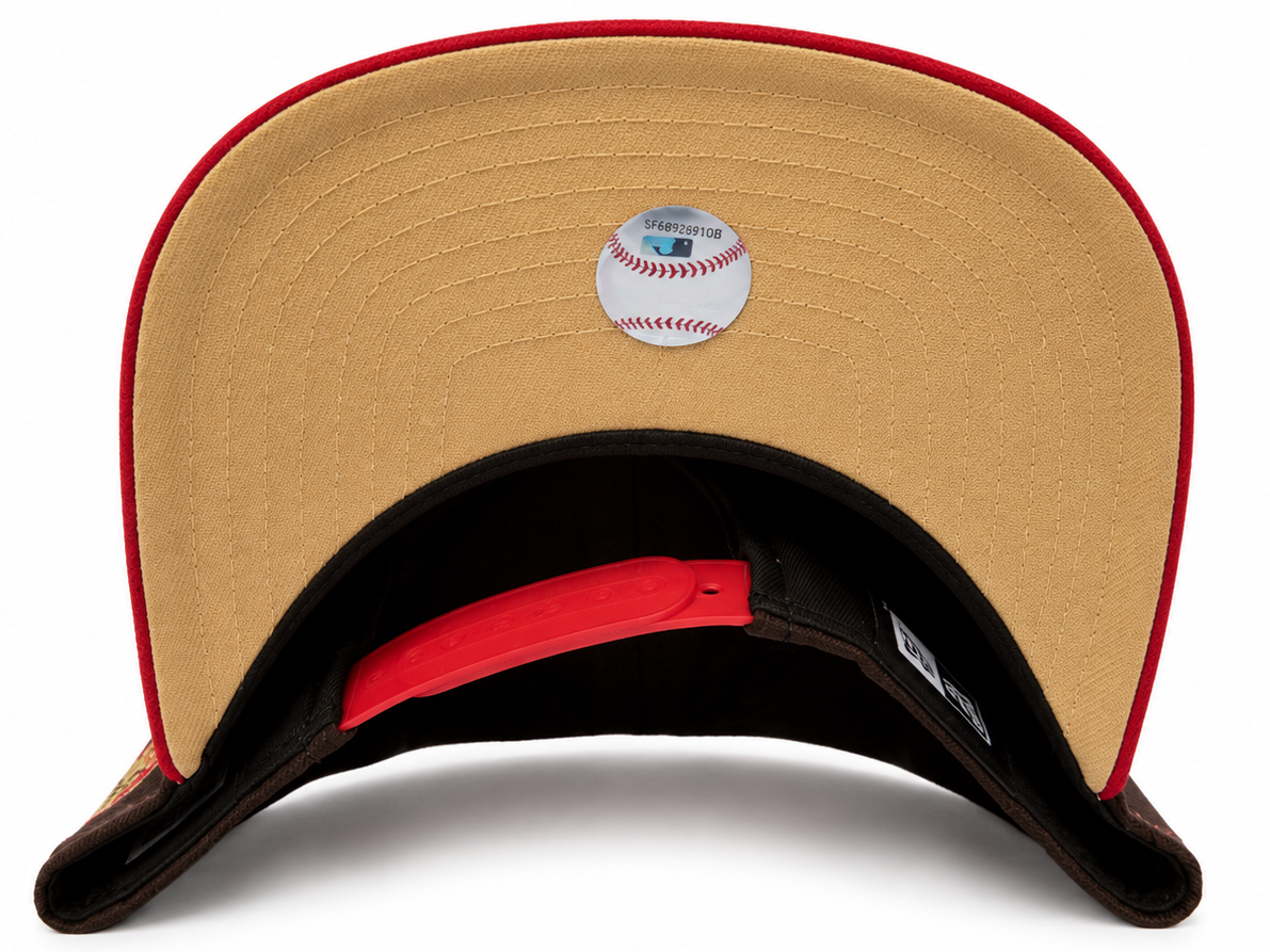 Florida Marlins brown and red World Series New Era 9FIFTY A-Frame snapback hat - front view