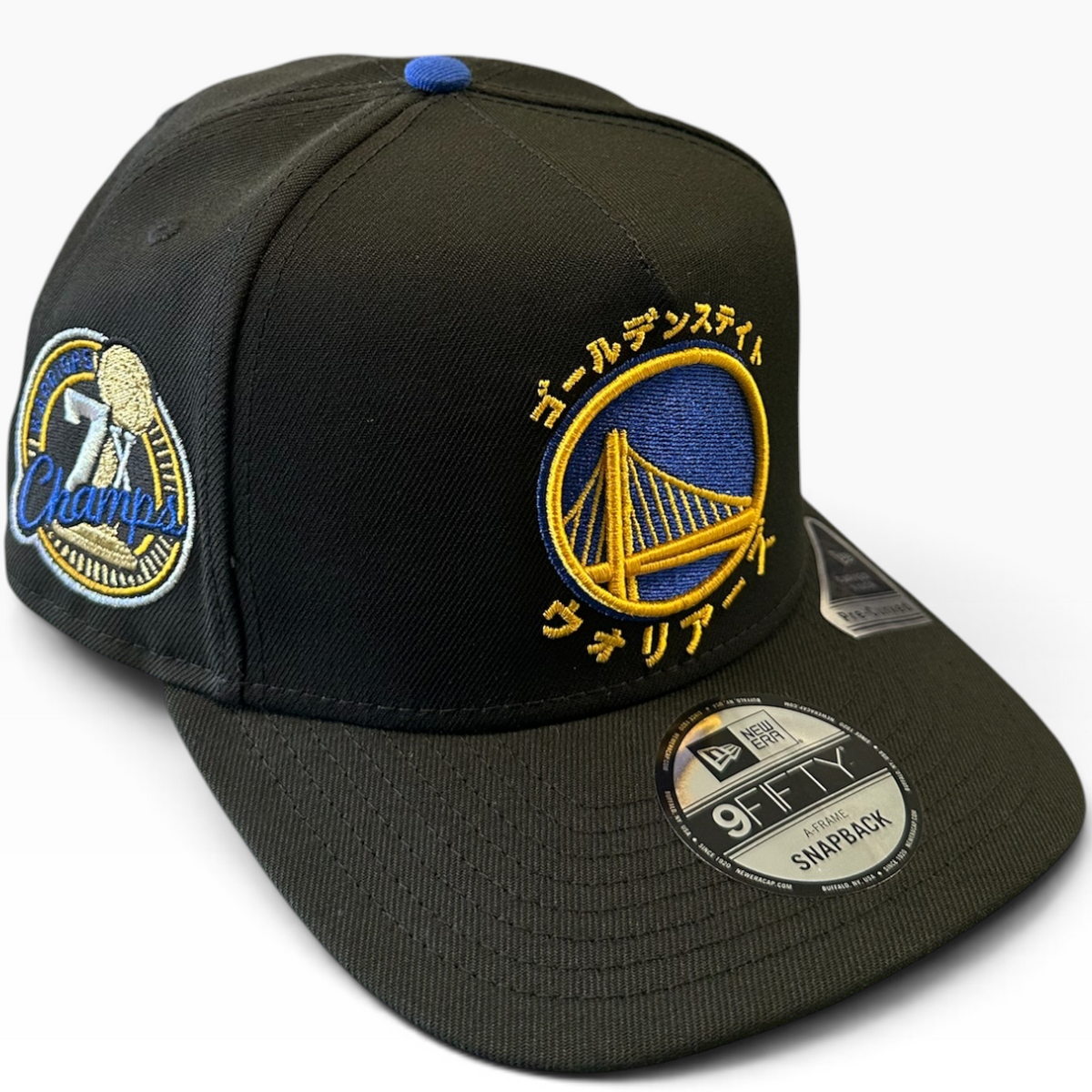 Golden State Warriors Black New Era 9FIFTY A-Frame snapback hat - side view