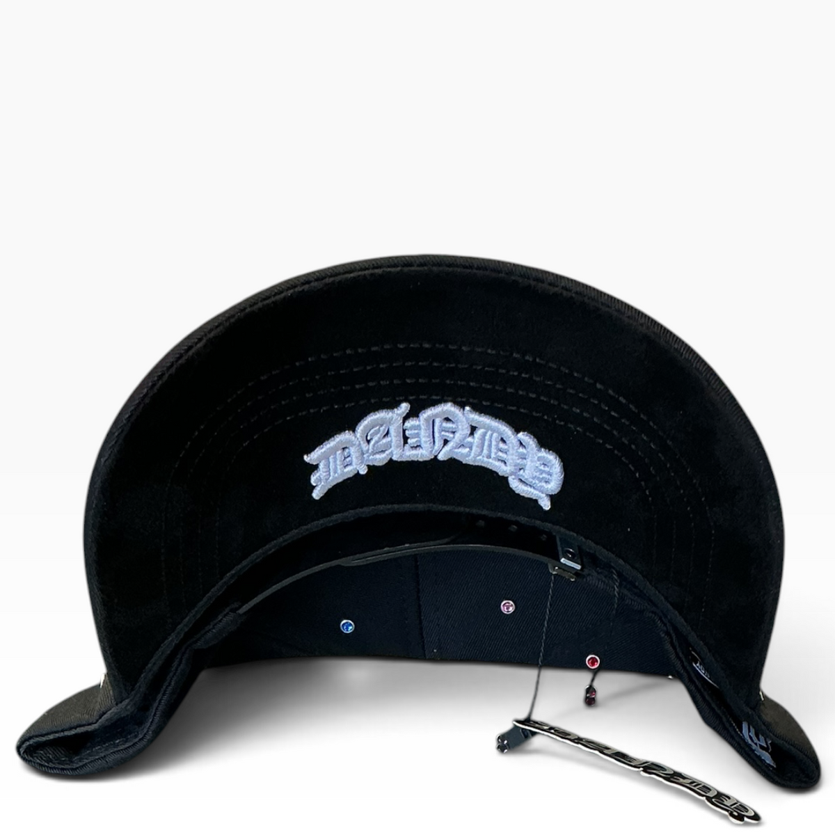 Dandy black multicolor rhinestone embroidered snapback hat - front view
