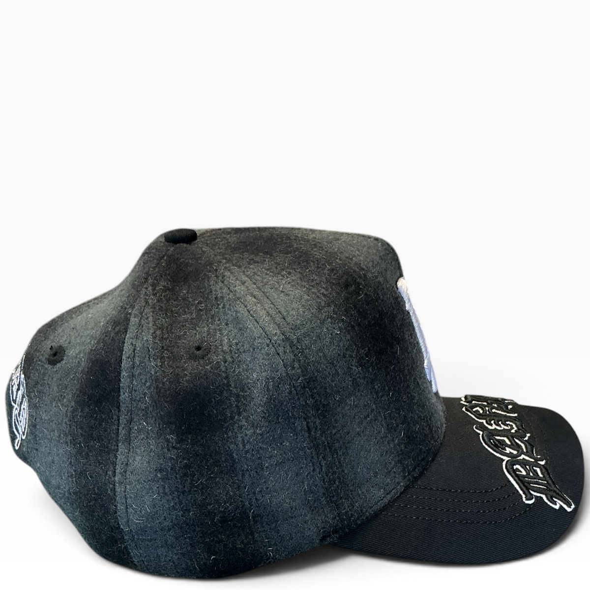 LA black wool snapback - alternate angle