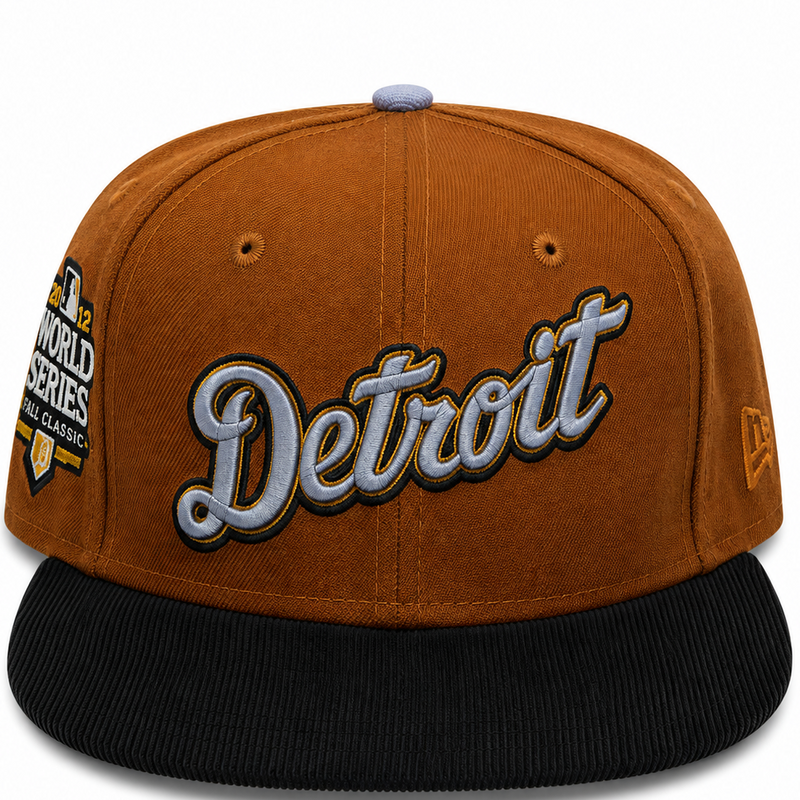 Detroit Tigers Brown & Black New Era 59FIFTY fitted hat - detail view