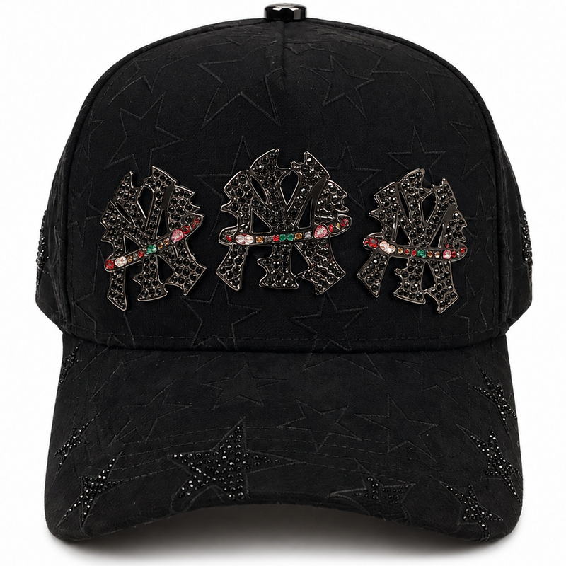 Rich Hours Black Star Rhinestone Cap – front view
