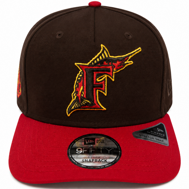 Florida Marlins brown and red World Series New Era 9FIFTY A-Frame snapback hat - back view
