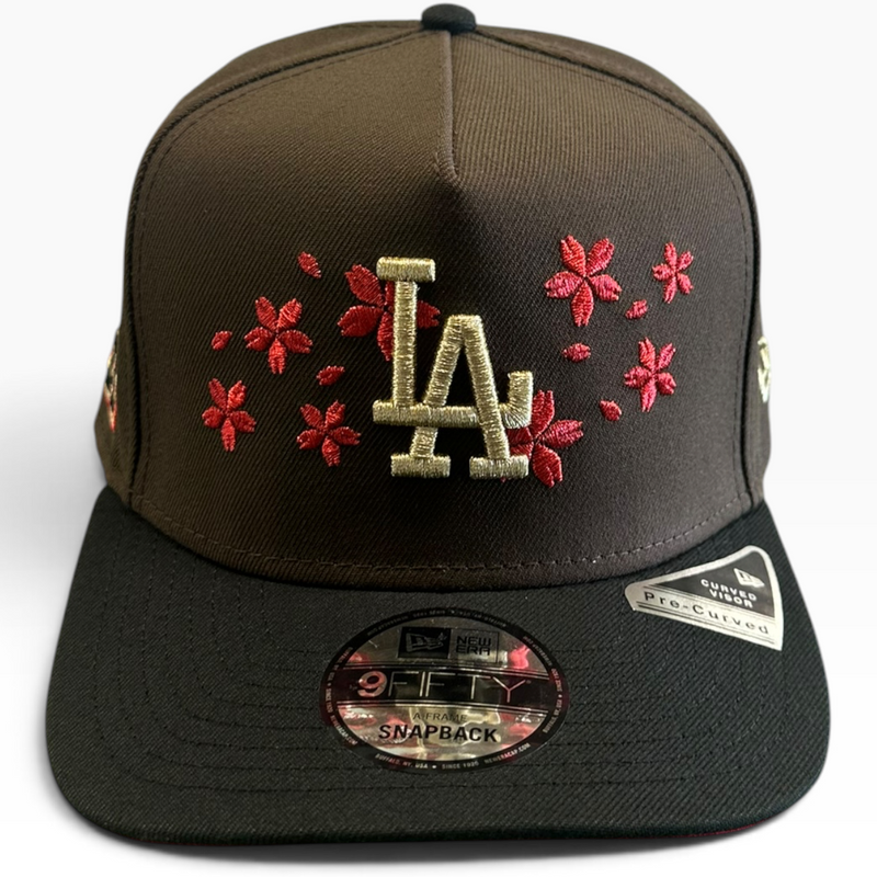 Los Angeles Dodgers Brown & Black Cherry Blossom New Era 9FIFTY A-Frame snapback hat - side view