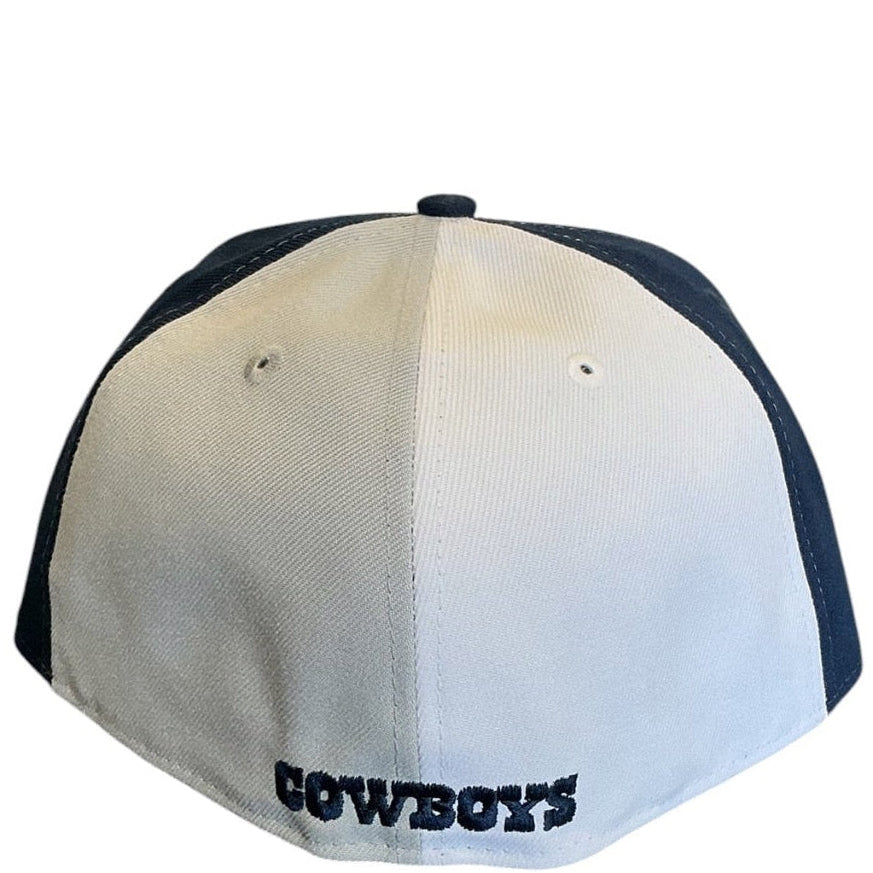 Dallas Cowboys white and navy New Era 59FIFTY fitted hat - back view
