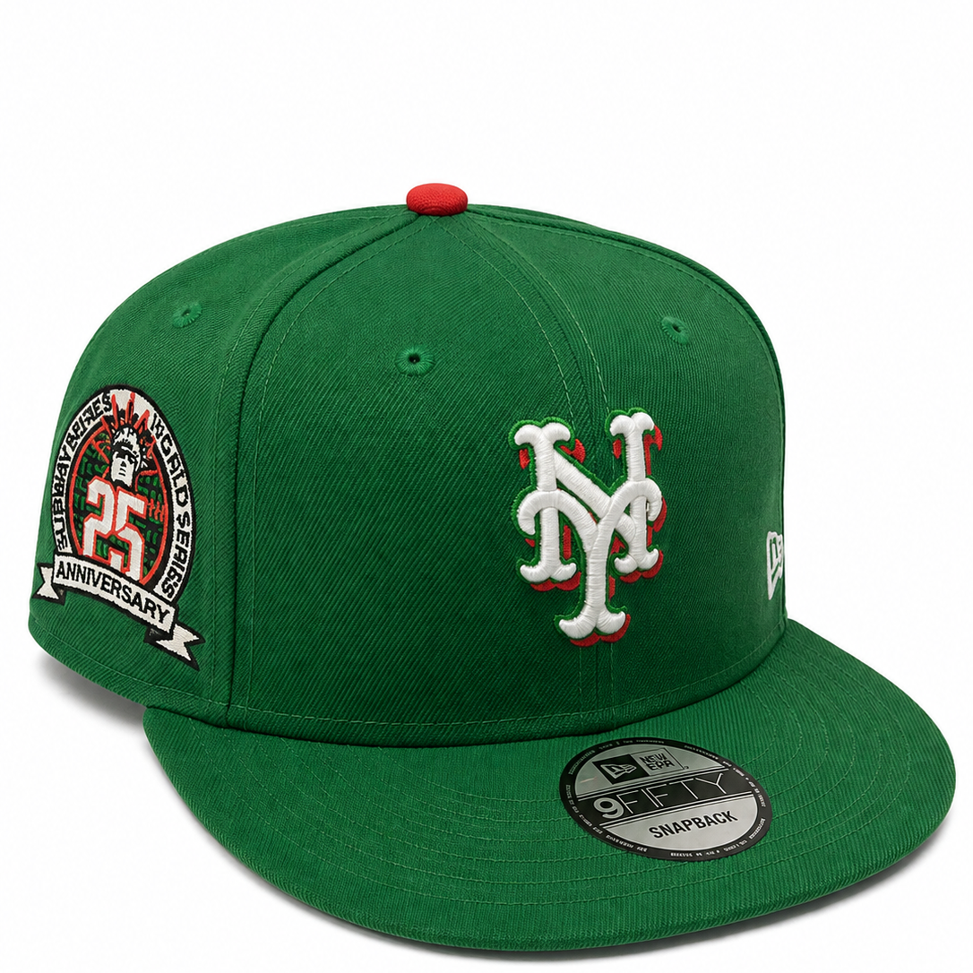 Mets green snapback with 25th Anniversary side patch - side view