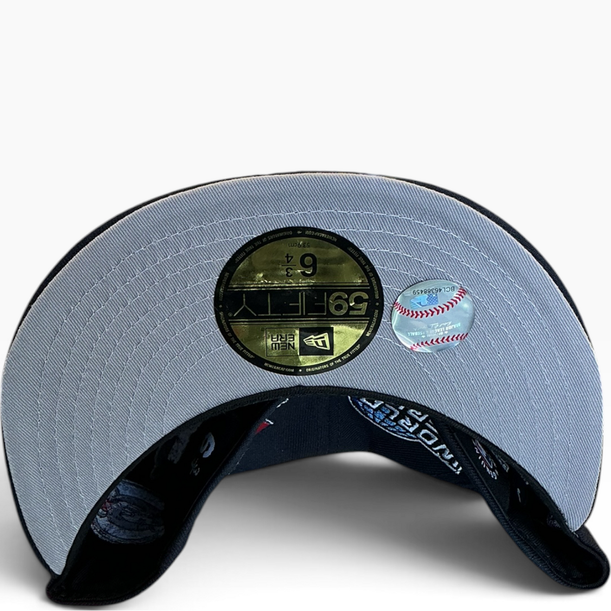 Boston Red Sox black World Series Patch Collection New Era 59FIFTY fitted hat - undervisor detail